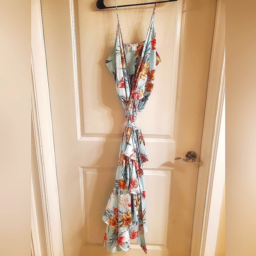 Floral Wrap Maxi Dress with Ruffle Detail